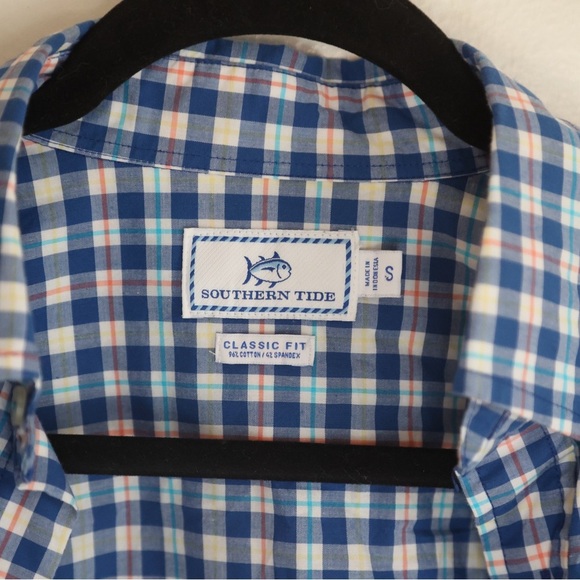 Southern Tide Classic Fit Plaid Button-Down Shirt Mens Small Blue Preppy Casual - Picture 2 of 3